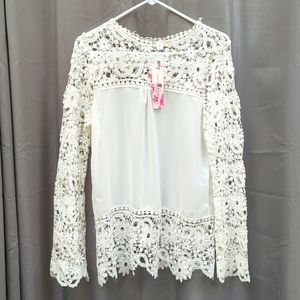 Ivory lace women's girls top